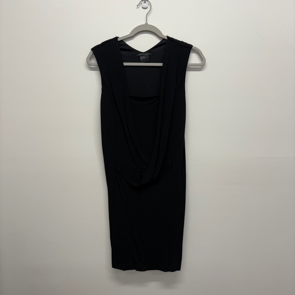 Armani Exchange Black Draped Cowl Neck Sleeveless Cocktail Dress Small